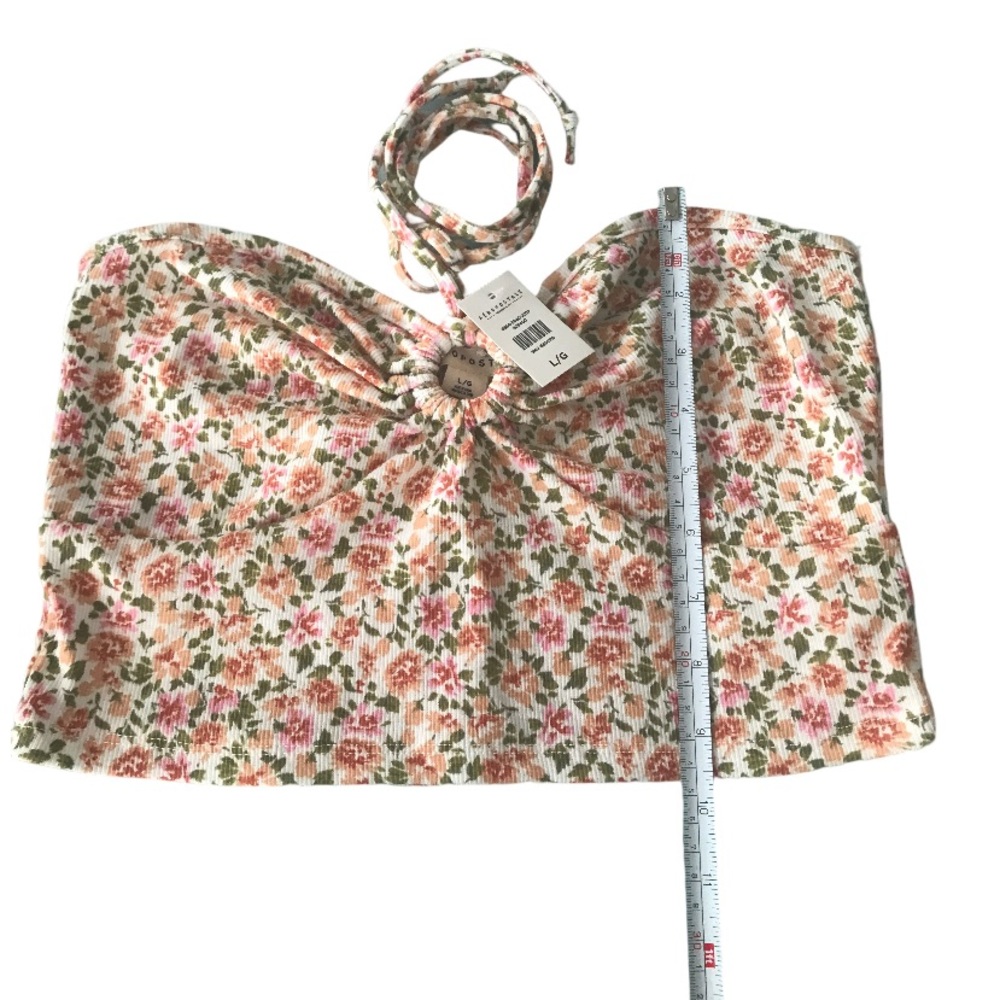 💕 Aeropostale Bandeau Floral Print Top with Neck Tie Size Large NWT - Picture 4 of 8
